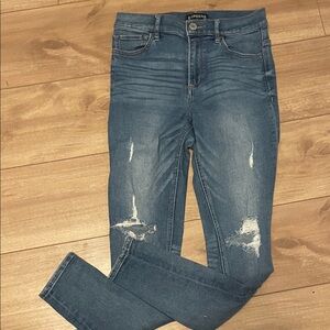 Express Women's Blue Distressed Jeans